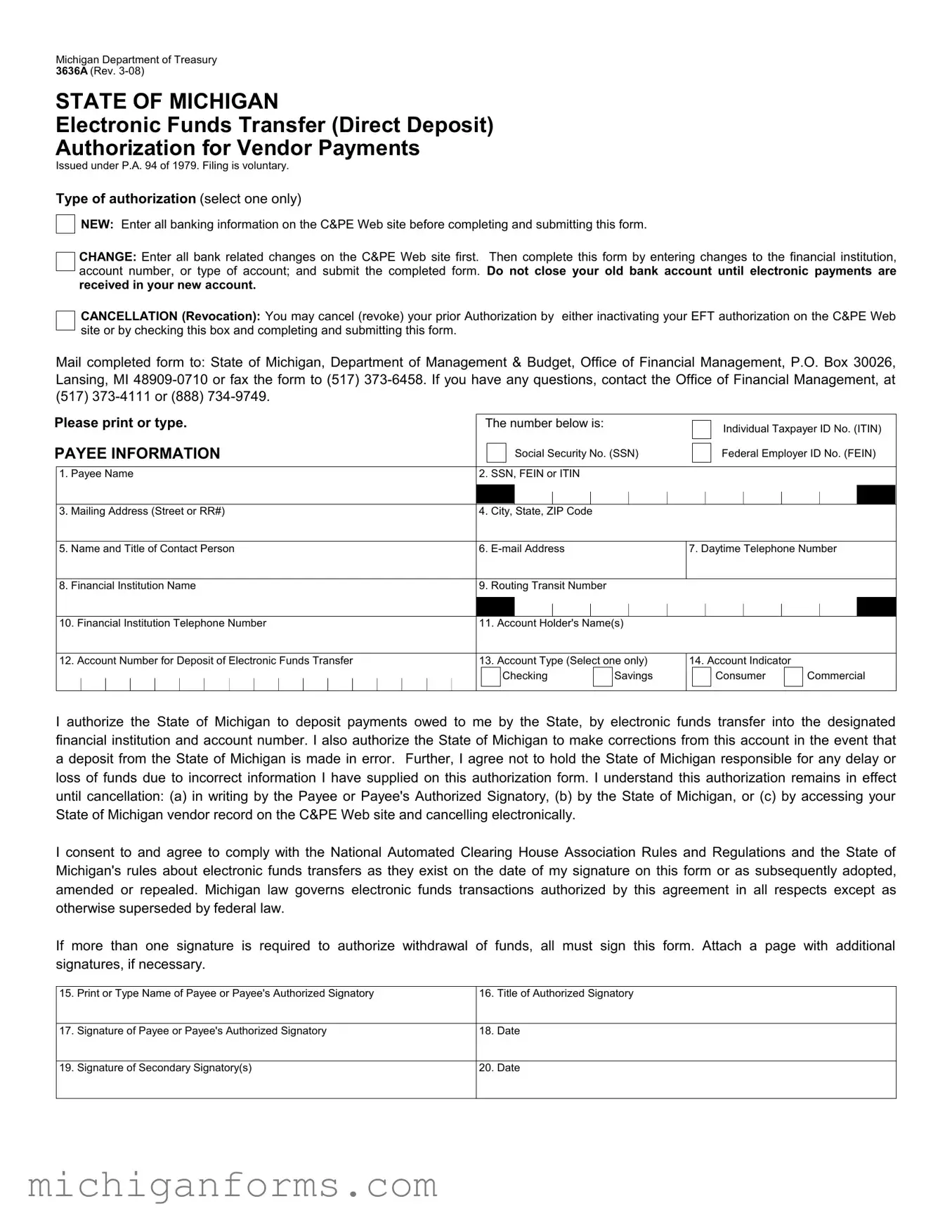 3636A Michigan PDF Form