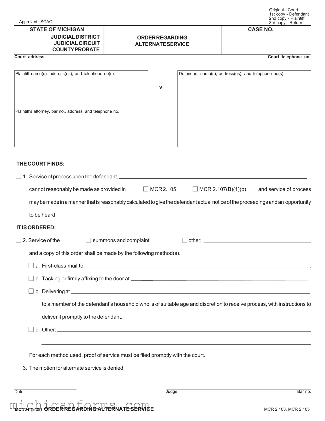 Mc 304 Michigan PDF Form