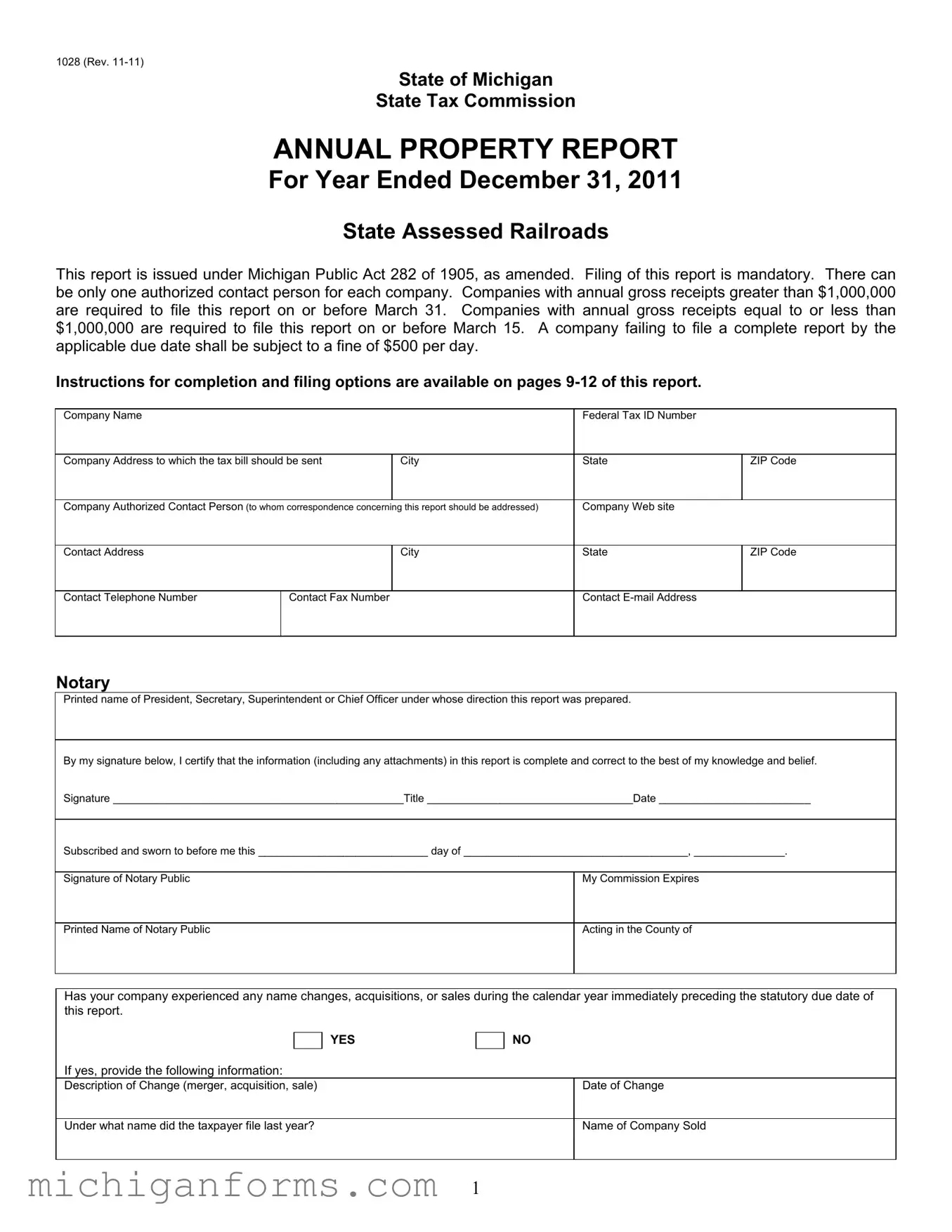 Michigan 1028 PDF Form