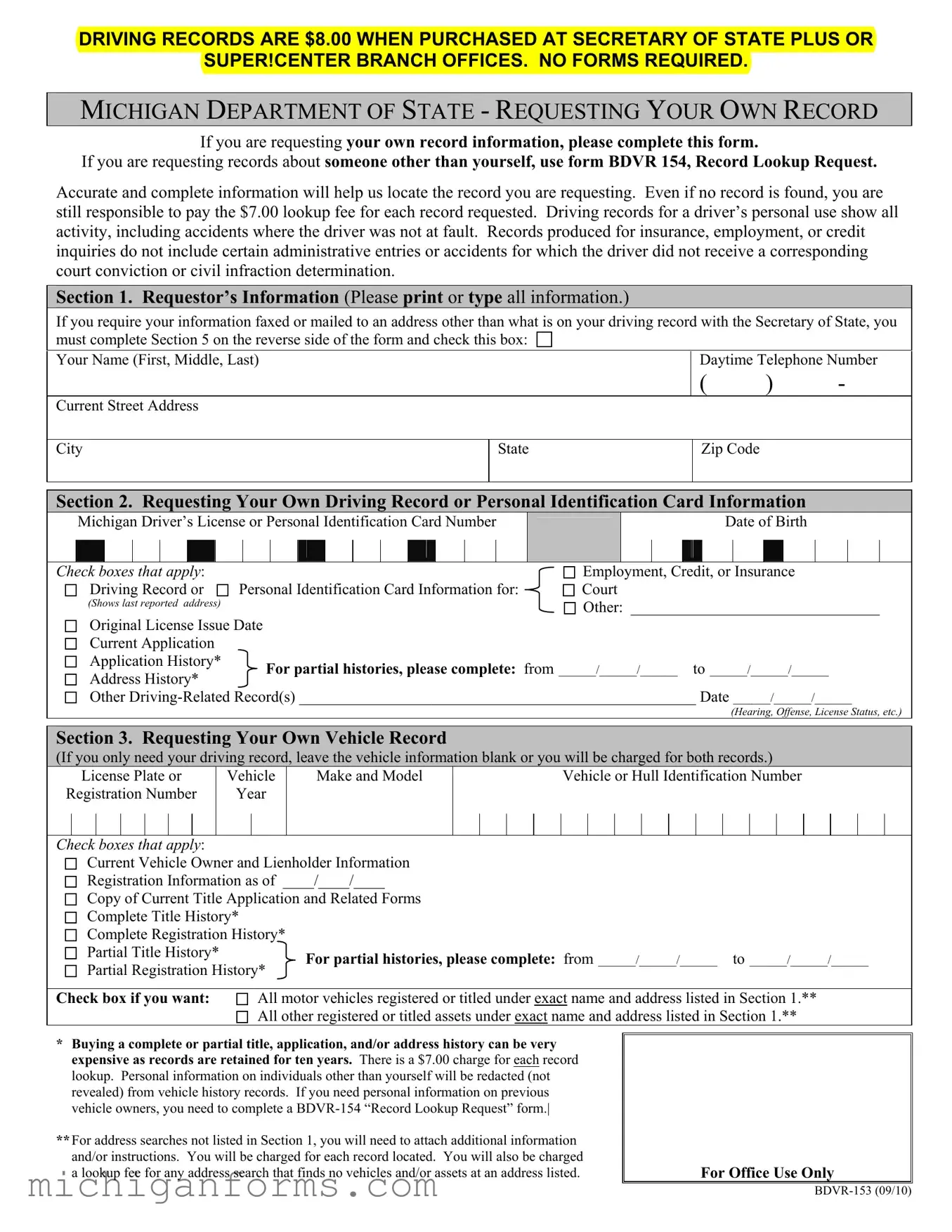 Michigan 153 PDF Form
