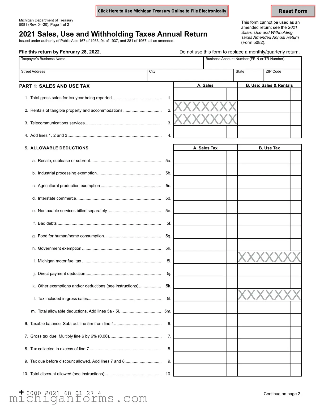 Michigan 165 PDF Form