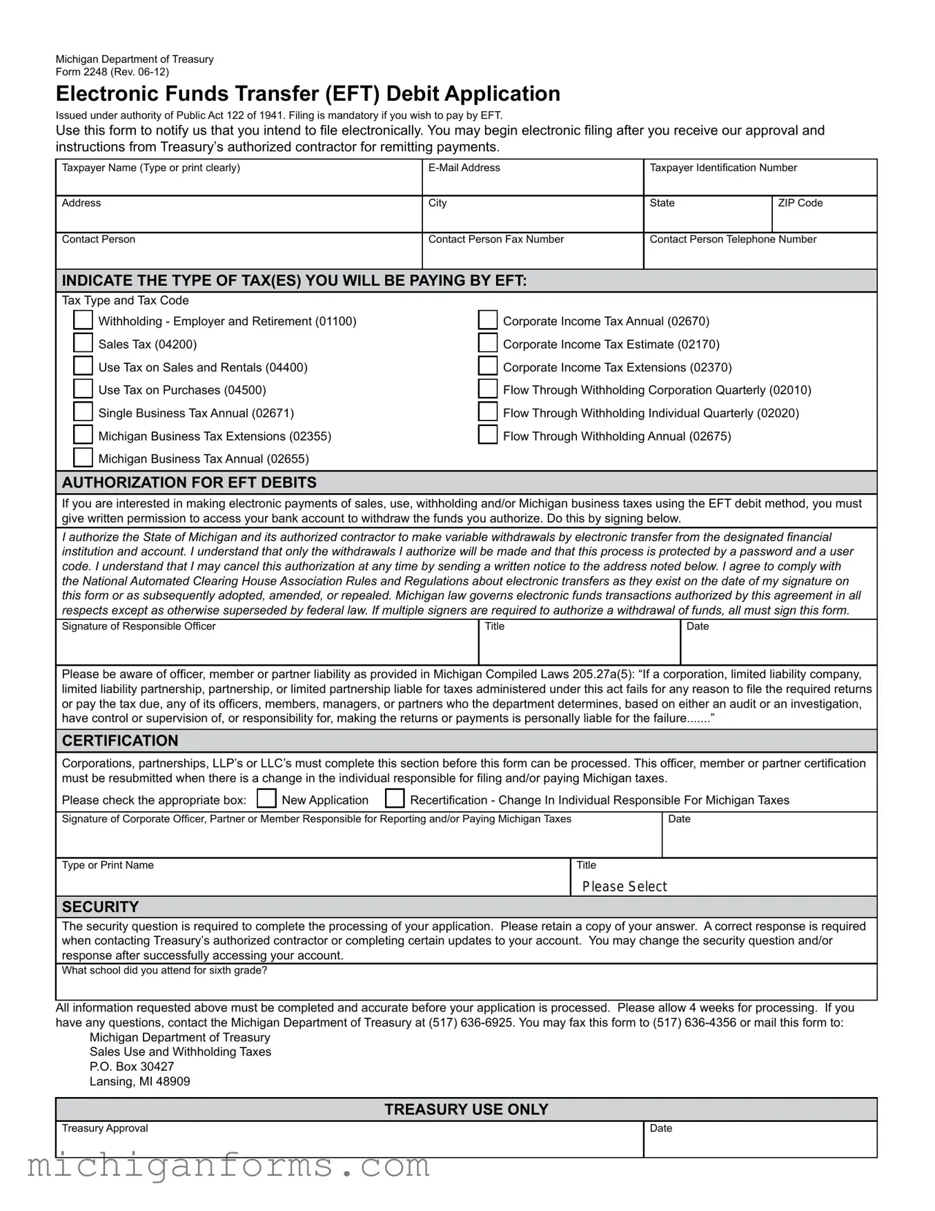 Michigan 2248 PDF Form