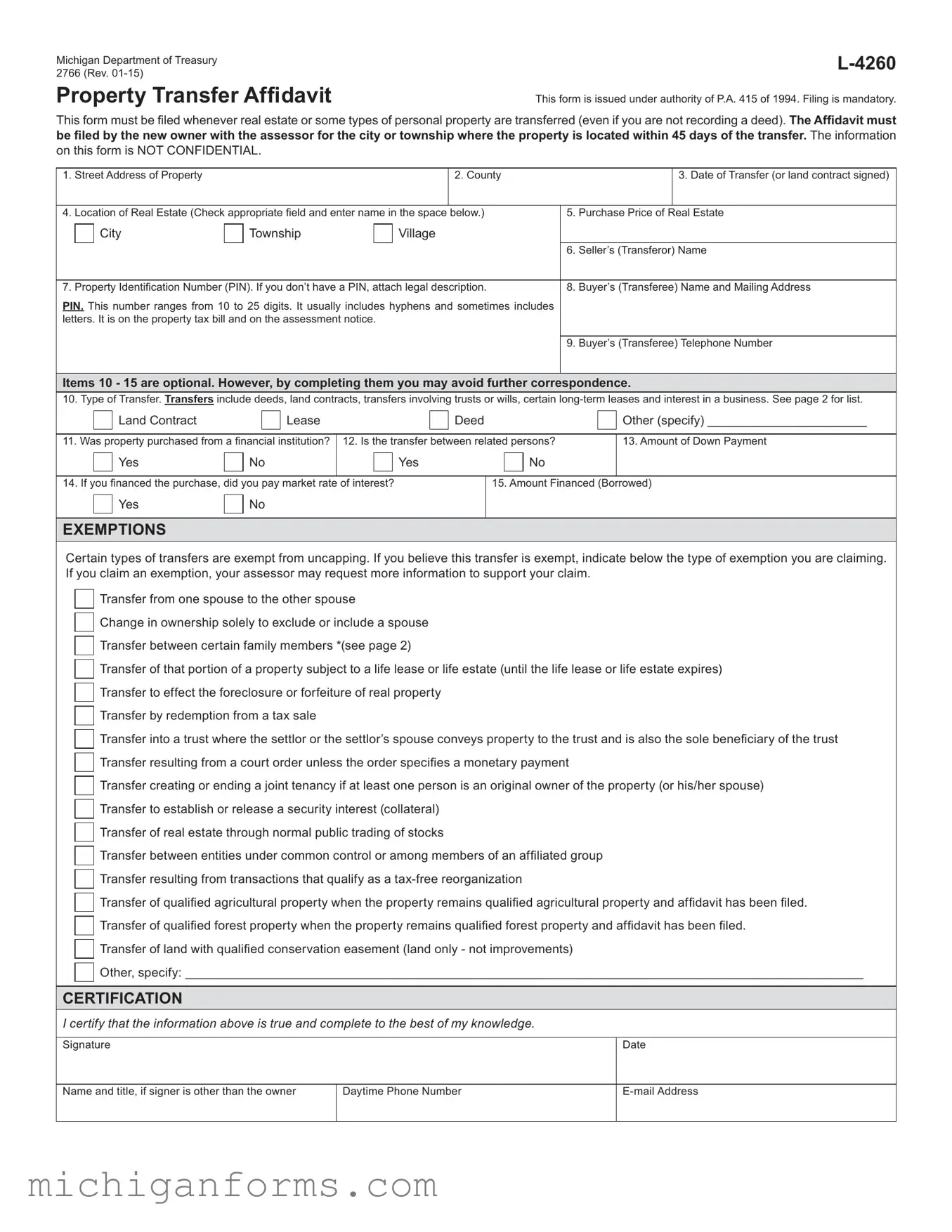 Michigan 2766 PDF Form