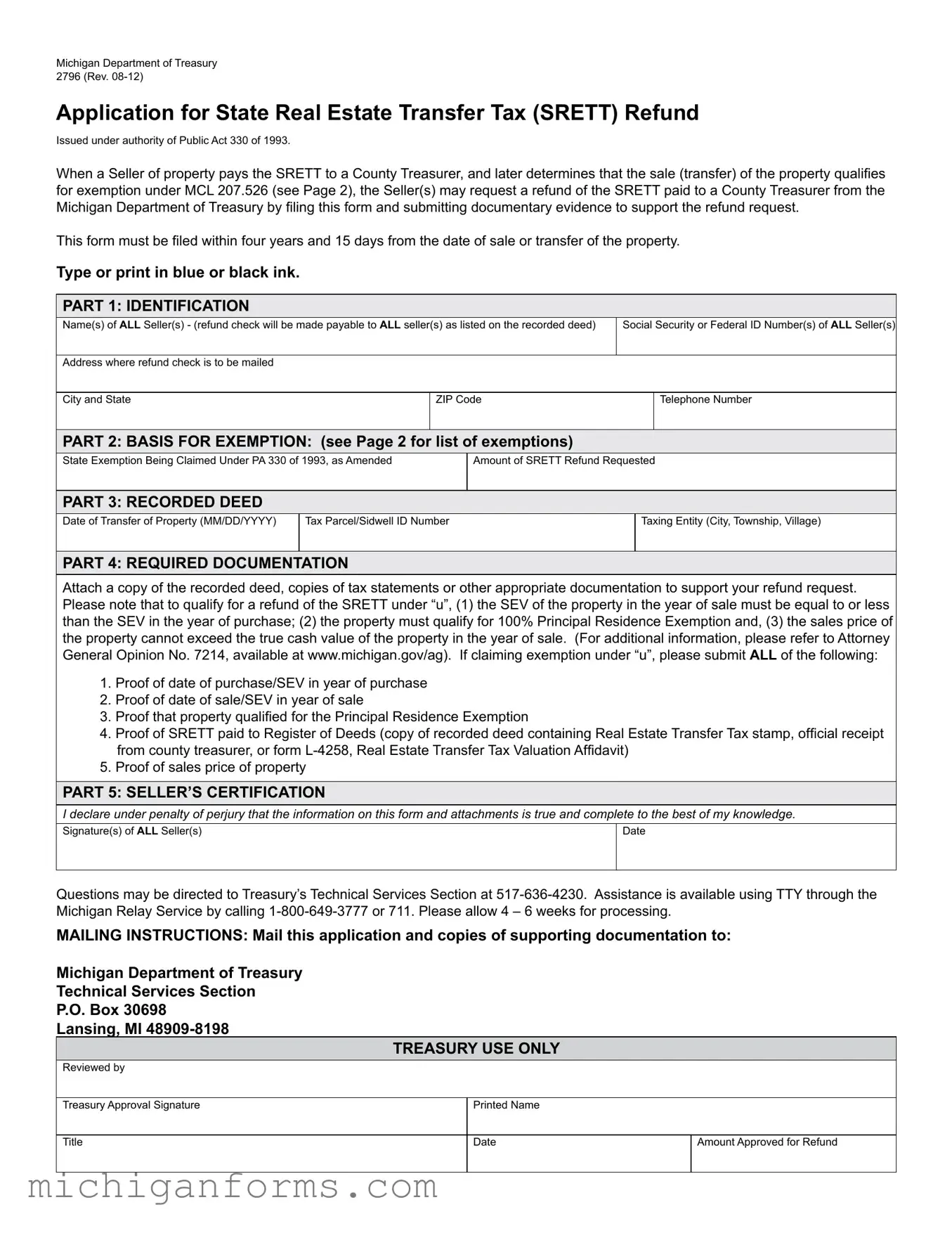 Michigan 2796 PDF Form