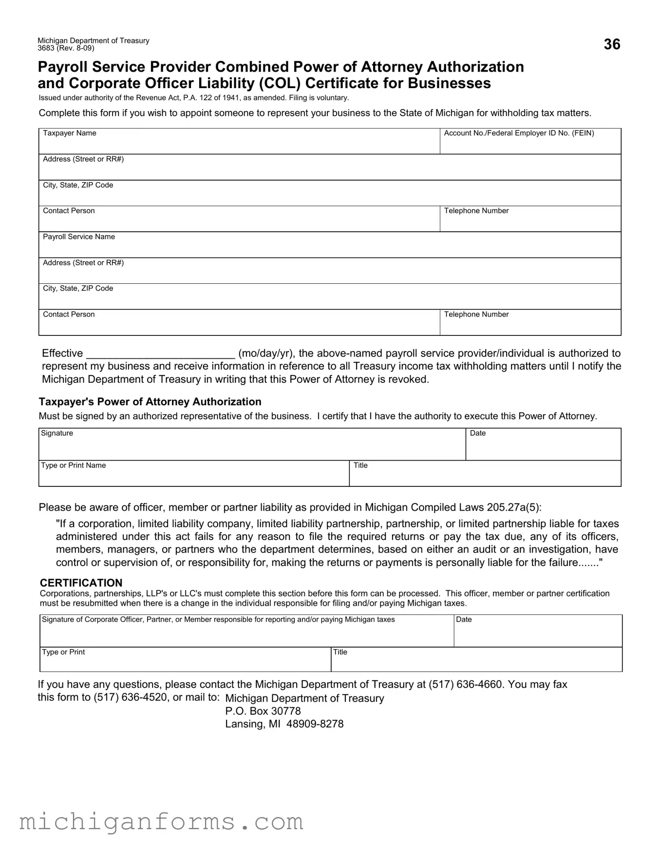Michigan 3683 PDF Form