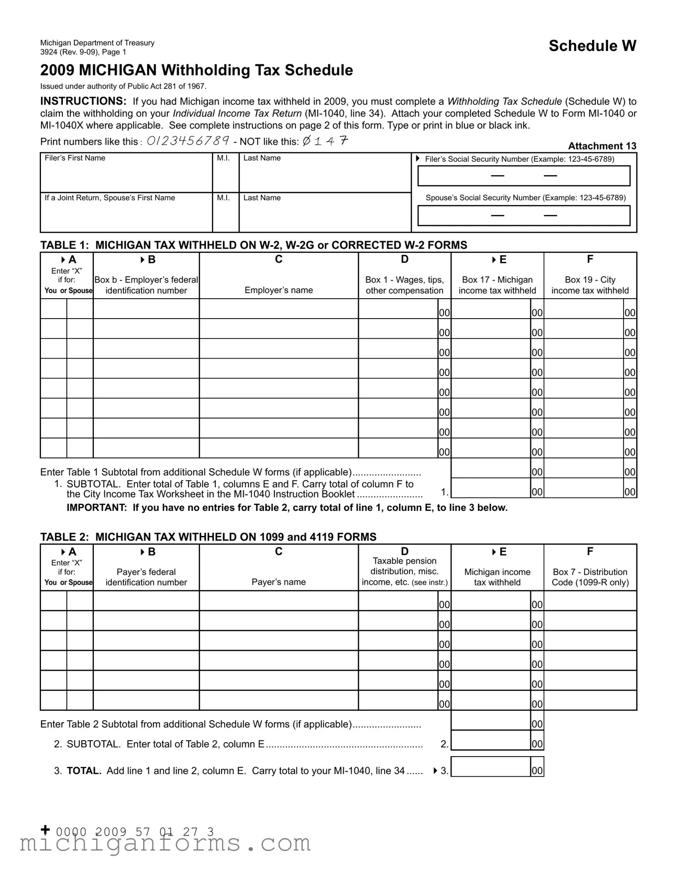 Michigan 3924 PDF Form