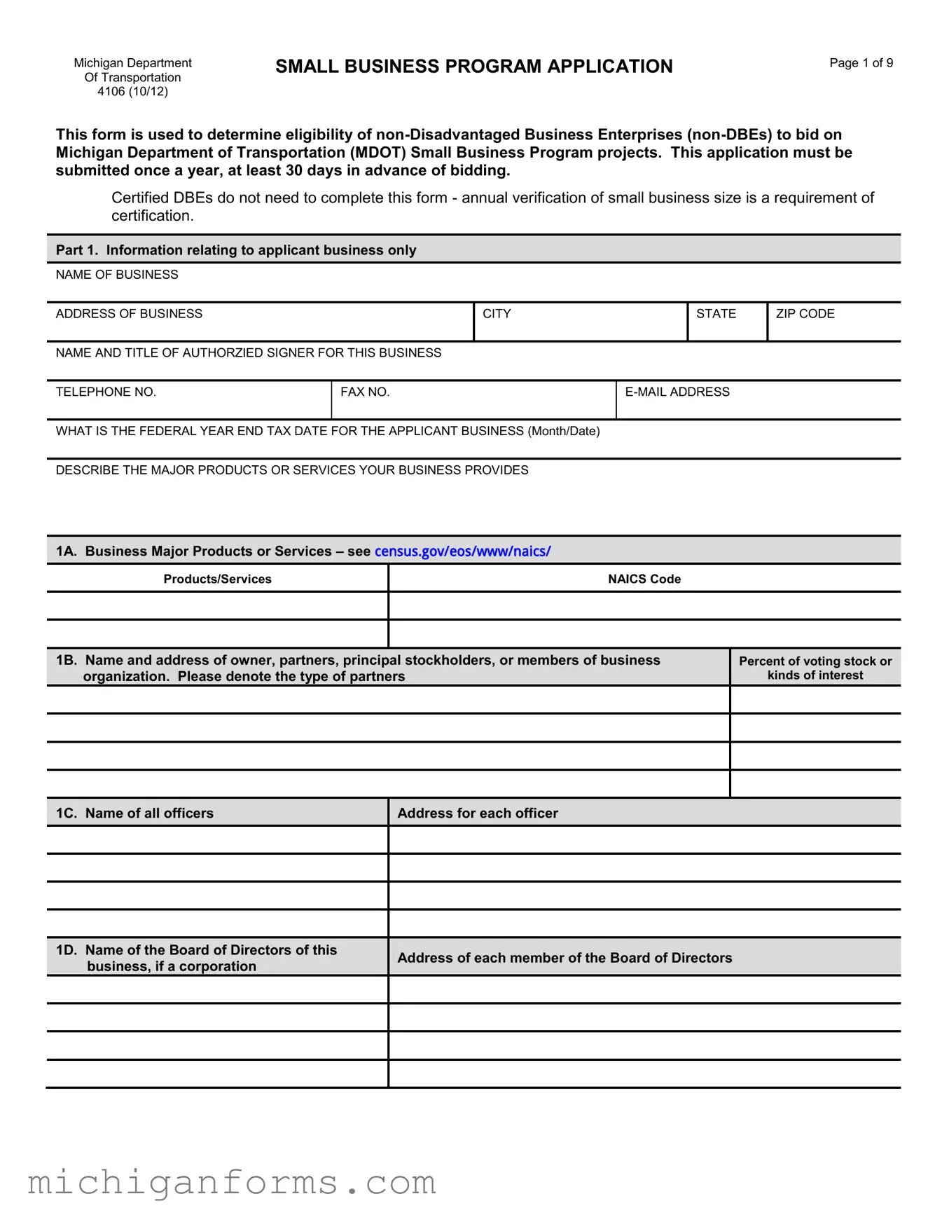 Michigan 4106 PDF Form