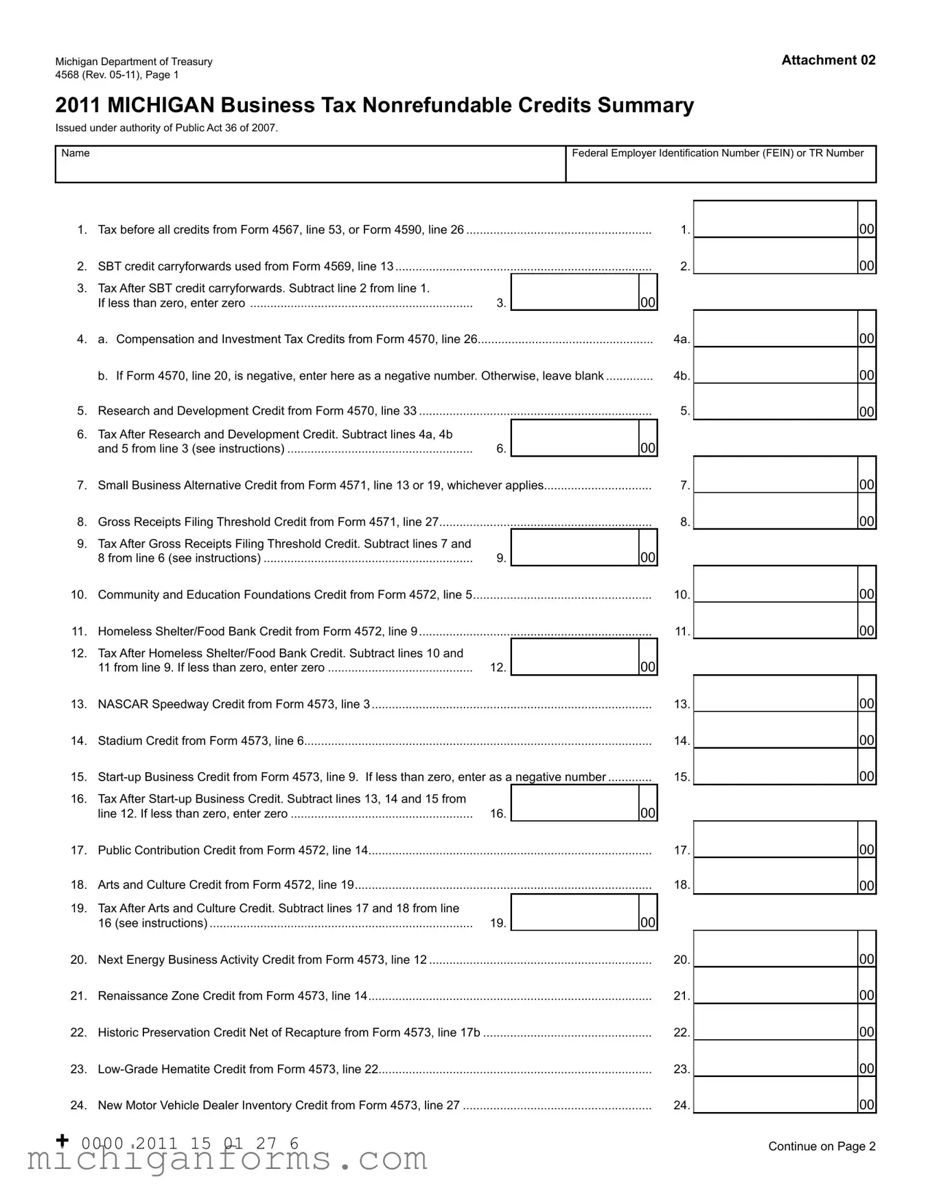 Michigan 4568 PDF Form