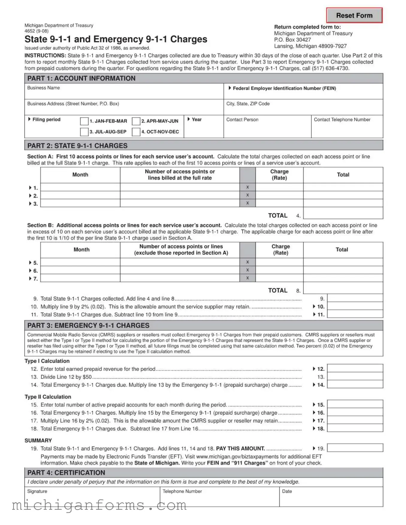 Michigan 4652 PDF Form
