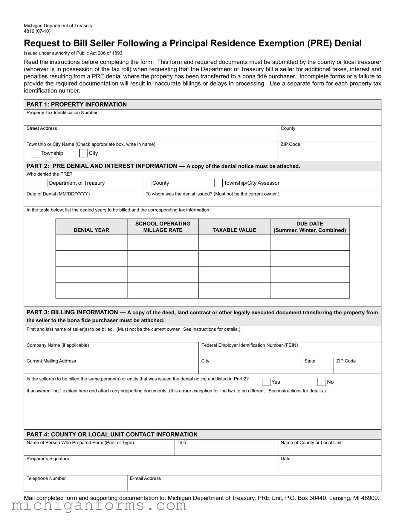 Michigan 4816 PDF Form