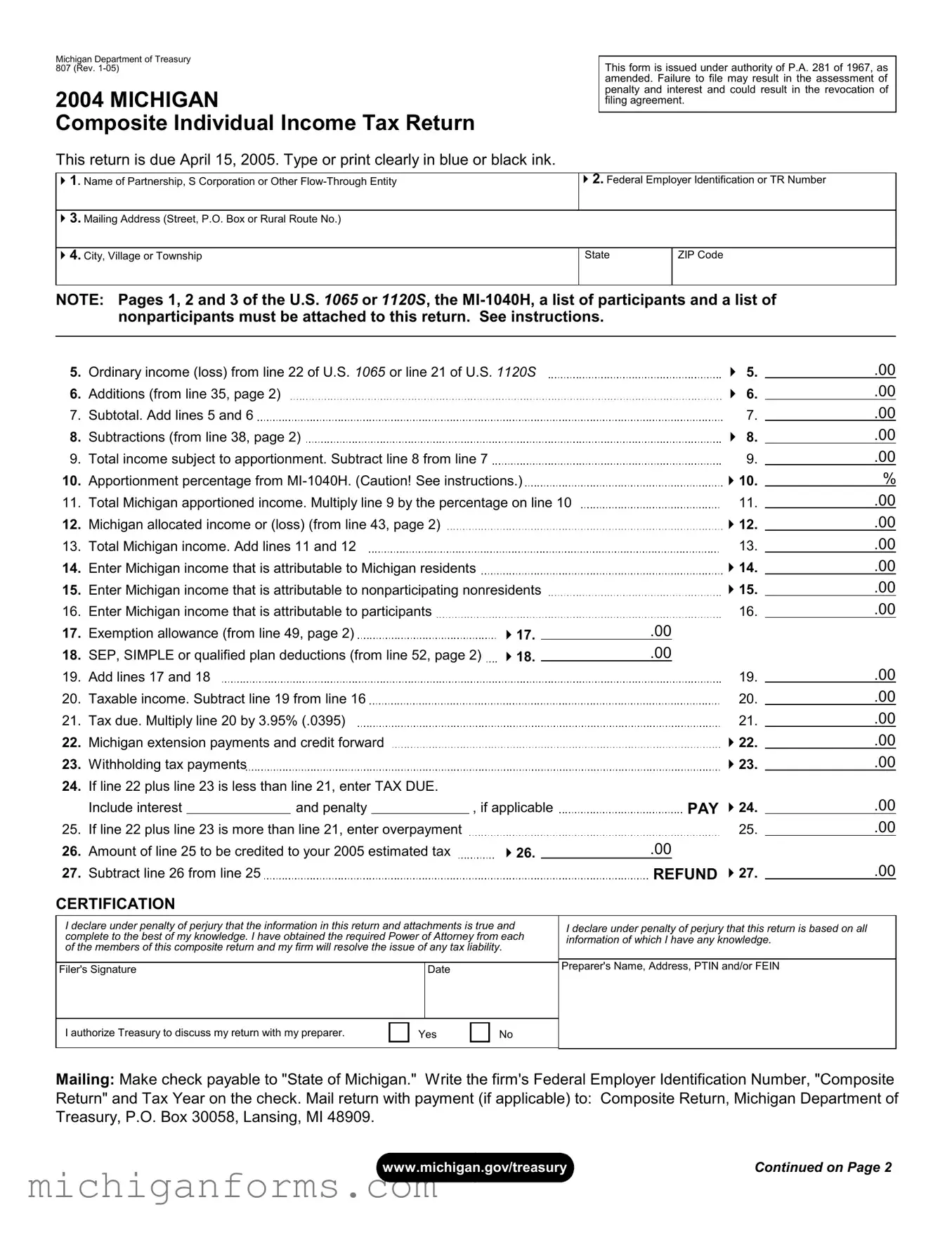 Michigan 807 PDF Form