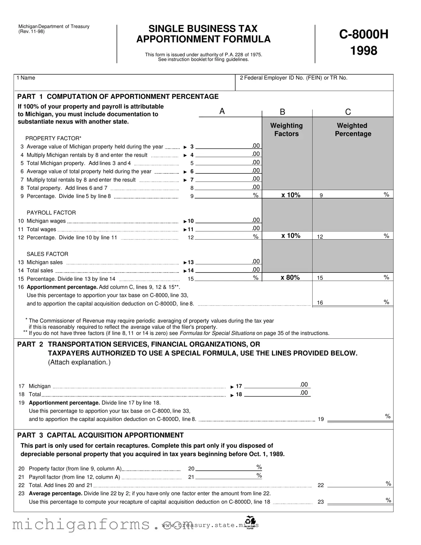 Michigan C 8000H PDF Form