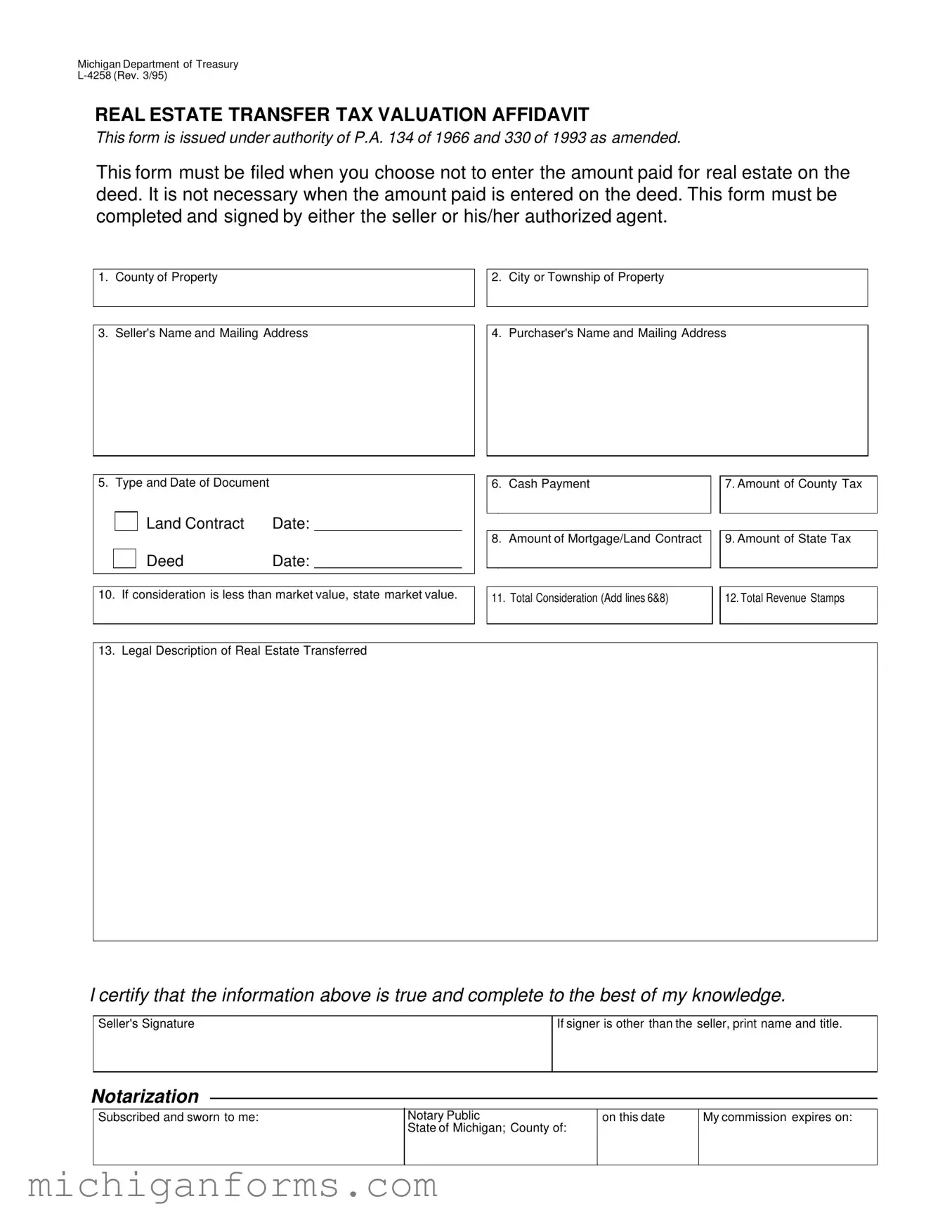 Michigan L 4258 PDF Form