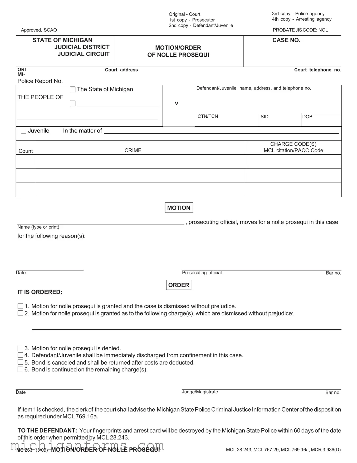 Michigan Mc 263 PDF Form