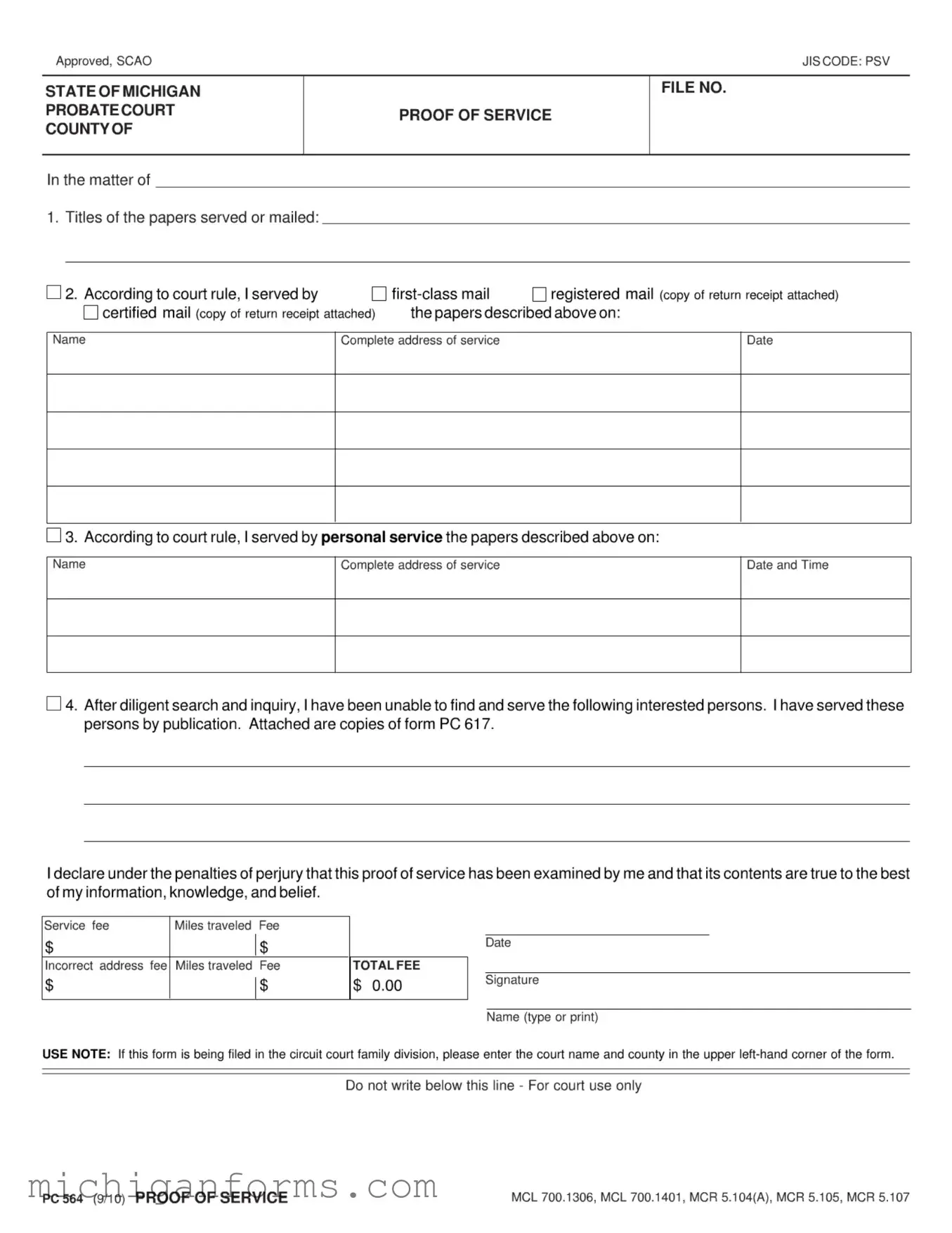 Michigan Probate PDF Form