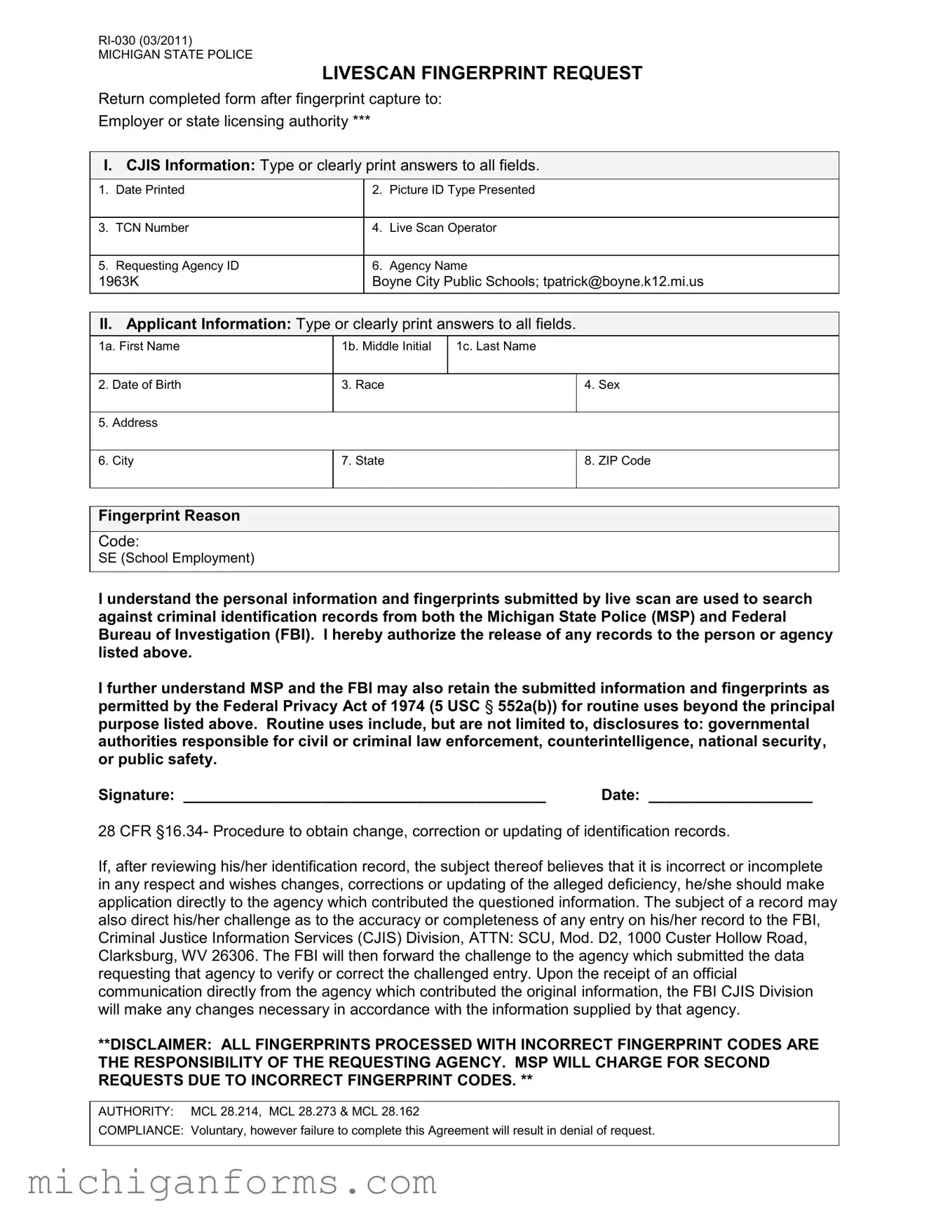 Ri 030 Michigan PDF Form