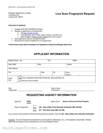 Michigan Des 025 PDF Form