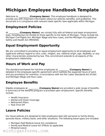  Employee Handbook Document for Michigan