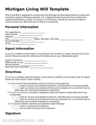  Living Will Document for Michigan