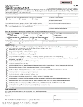 Michigan Property Transfer Affidavit 2766 PDF Form
