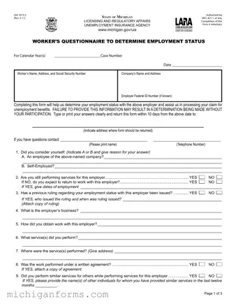 Michigan Uia 1015 C PDF Form