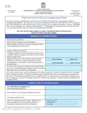 Michigan Uia 1538 PDF Form